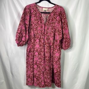 Universal thread, burgundy, and pink rust and pink floral dress